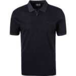 EMPORIO ARMANI Herren Zip-Polo blau Baumwoll-Piqué