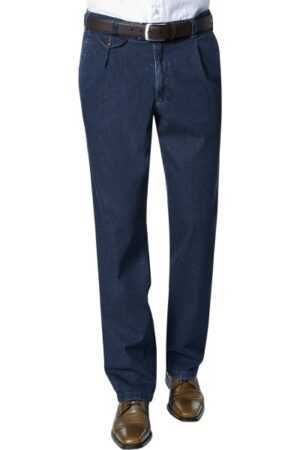 Eurex by Brax Herren Bundfaltenhose blau Baumwolle