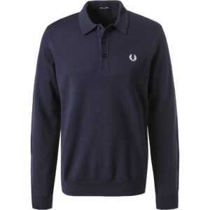 Fred Perry Herren Pullover blau Wolle unifarben