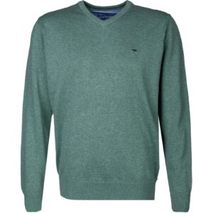 Fynch-Hatton Herren Pullover grün Baumwolle unifarben