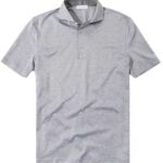 Gran Sasso Herren Polo-Shirt grau Baumwolle gemustert