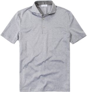 Gran Sasso Herren Polo-Shirt grau Baumwolle gemustert