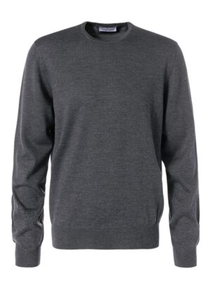 Gran Sasso Herren Pullover grau Merinowolle unifarben