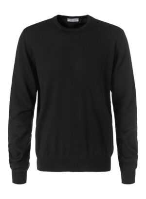 Gran Sasso Herren Pullover schwarz Merinowolle unifarben