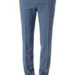 HUGO BOSS Herren Hose blau Schurwolle kariert Slim Fit