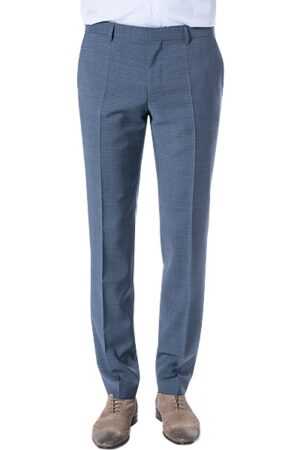 HUGO BOSS Herren Hose blau Schurwolle kariert Slim Fit