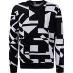 KARL LAGERFELD Herren Pullover schwarz Mikrofaser Gemustert