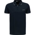 KARL LAGERFELD Herren Zip-Polo blau Baumwoll-Jersey