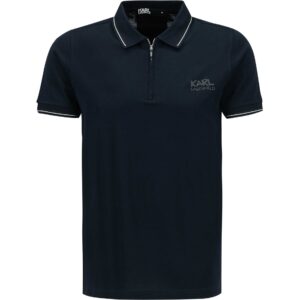 KARL LAGERFELD Herren Zip-Polo blau Baumwoll-Jersey