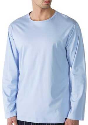 Mey Herren Longsleeve blau Baumwolle unifarben