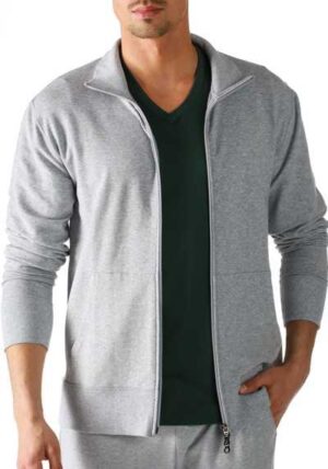 Mey Herren Sweatjacke grau Baumwolle meliert