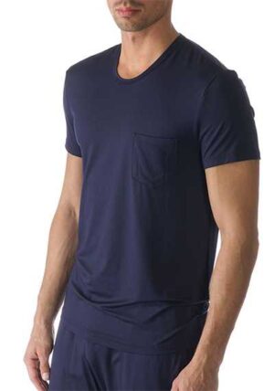 Mey Herren T-Shirt blau Mikrofaser unifarben