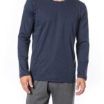 Novila Herren Longsleeve blau Baumwolle unifarben