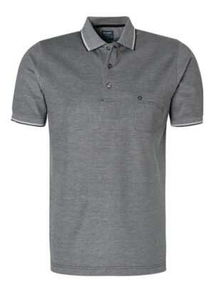 OLYMP Herren Polo-Shirt grau Baumwoll-Piqué meliert