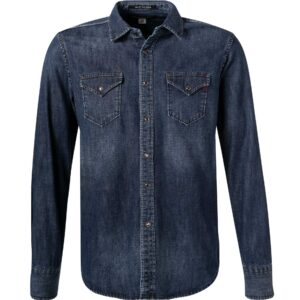 Replay Herren Jeanshemd blau Baumwolle