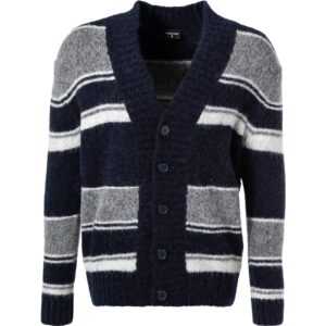 Strellson Herren Cardigan blau Alpaka Gestreift