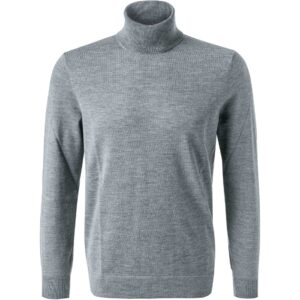 Strellson Herren Rollkragenpullover grau Merinowolle unifarben