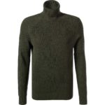 Strellson Herren Rollkragenpullover grün Wolle unifarben