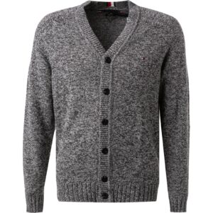 Tommy Hilfiger Herren Cardigan grau Merinowolle unifarben