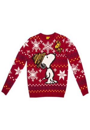 United Labels® Weihnachtspullover The Peanuts Snoopy Winterpullover Unisex Ugly Sweater Pullover Rot