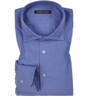 rosso e nero Herren Hemd blau Baumwolle Slim Fit